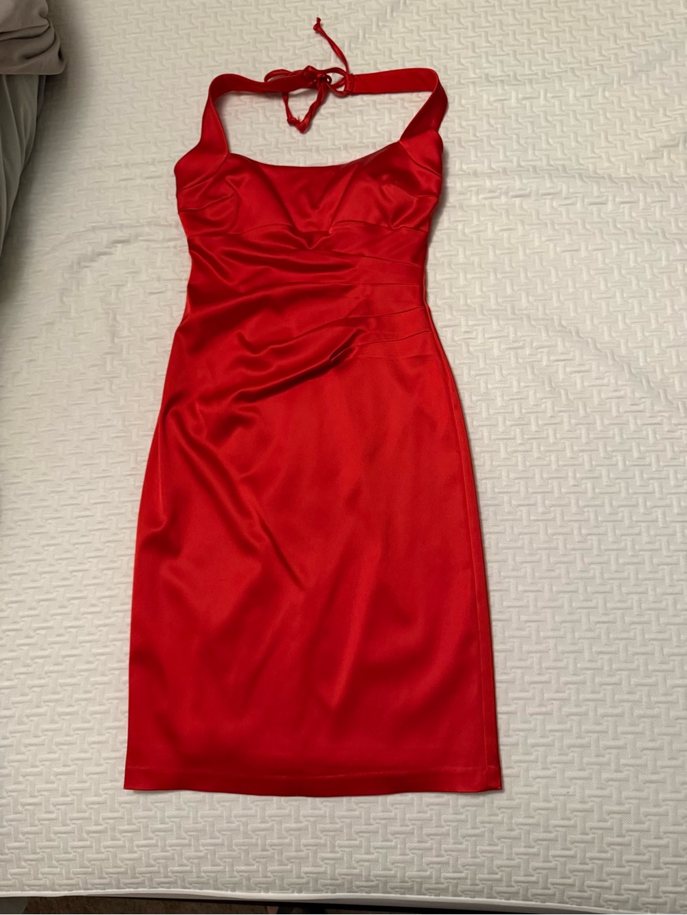Cache Red Halter Satin Cocktail Dress